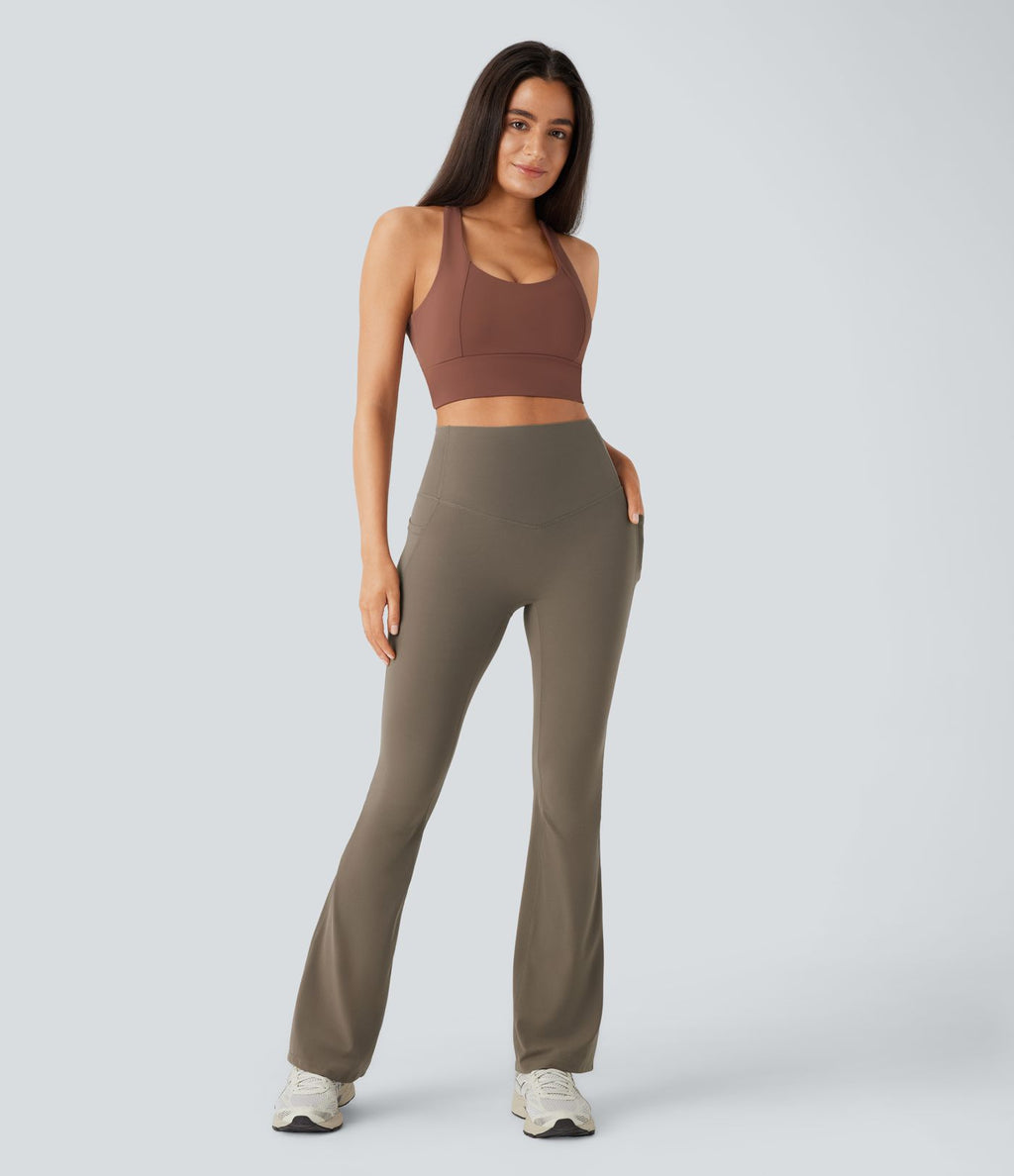 Pantalon de yoga à coupe bootcut gainant taille haute avec poches Halara UltraSculpt™