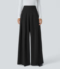 Halara Flex™ Pantalon Tailleur en crêpe taille très haute, plissé, jambes larges avec poches latérales