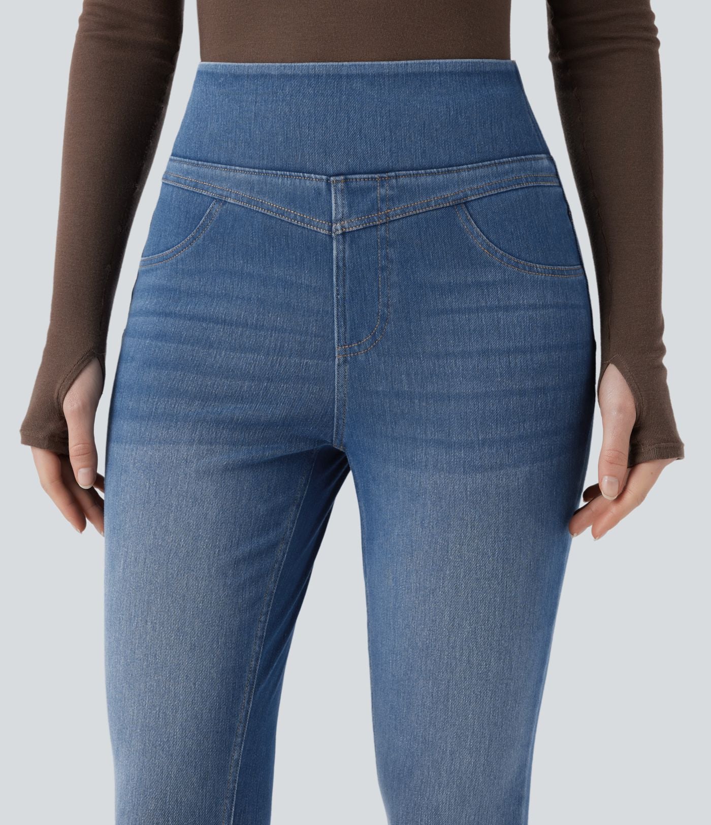 Legging skinny 7/8 en denim Halara Flex™ taille haute gainant avec poches