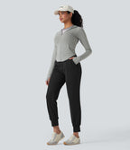 Jogging yoga taille haute cordon séchage rapide avec poches - UPF40+