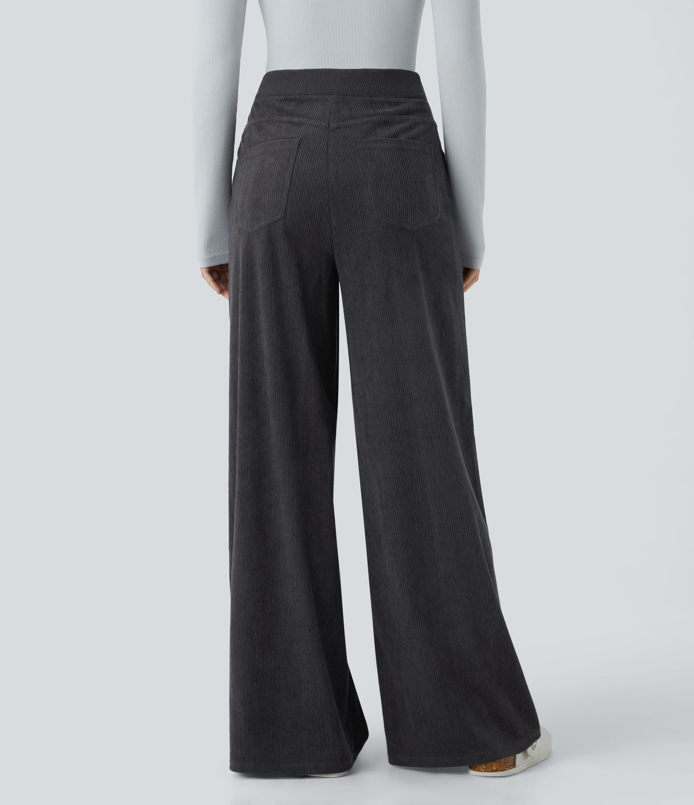 Pantalon velours côtelé tailleur et large Halara Flex™, taille haute, avec poches