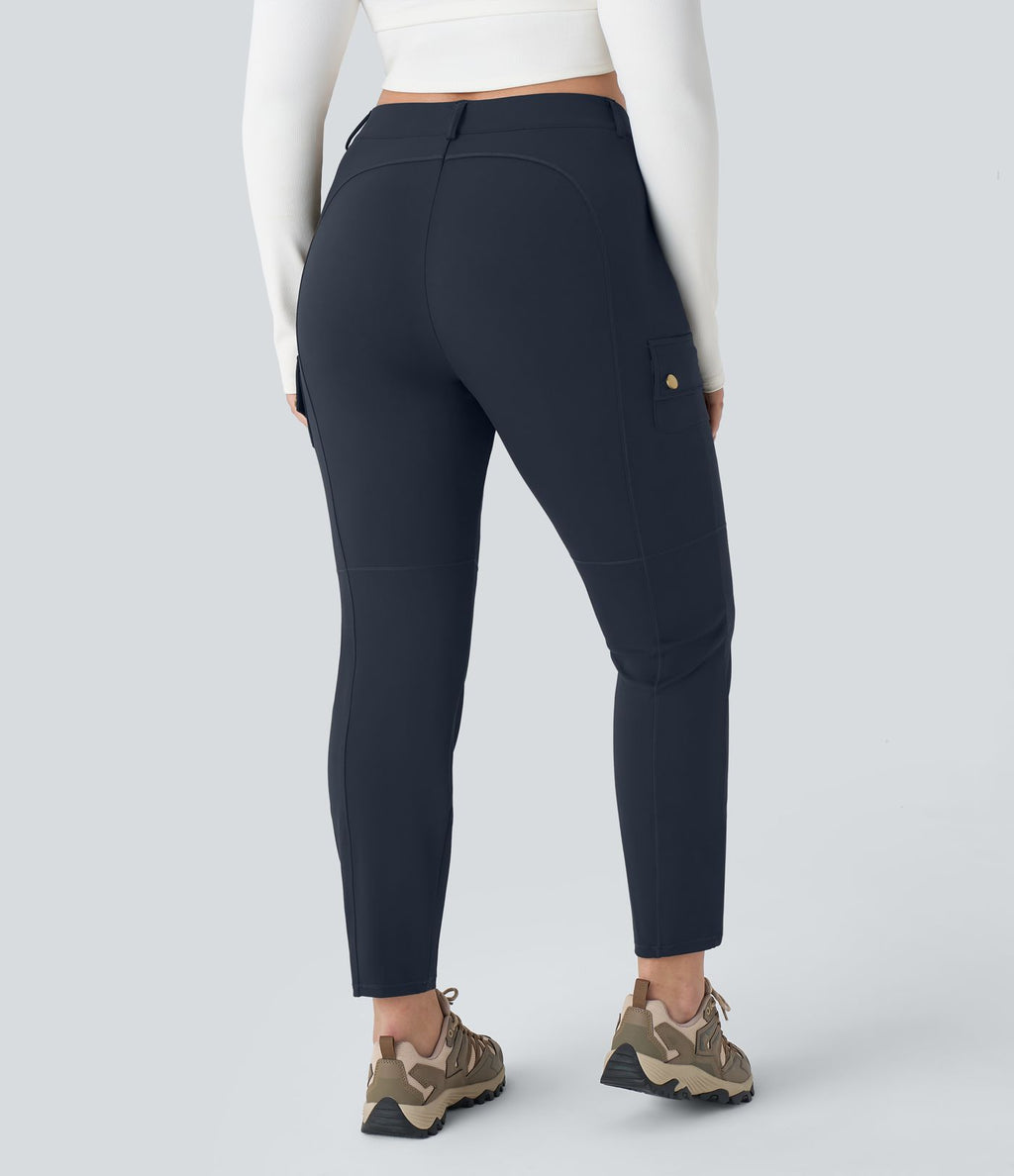 Pantalon cargo randonnée grande taille ajusté uni taille haute DayStretch avec poches zippées
