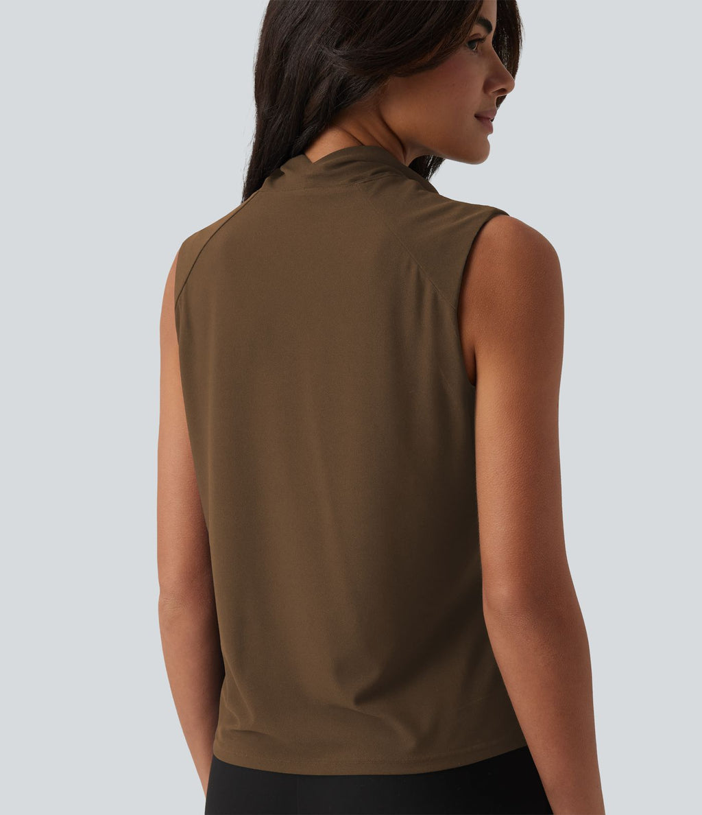 Blouse de travail sans manches à col drapé