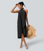 Jupe fluide de Vacances Breezeful™ Séchage Rapide Taille Haute Dos Noué Torsadé
