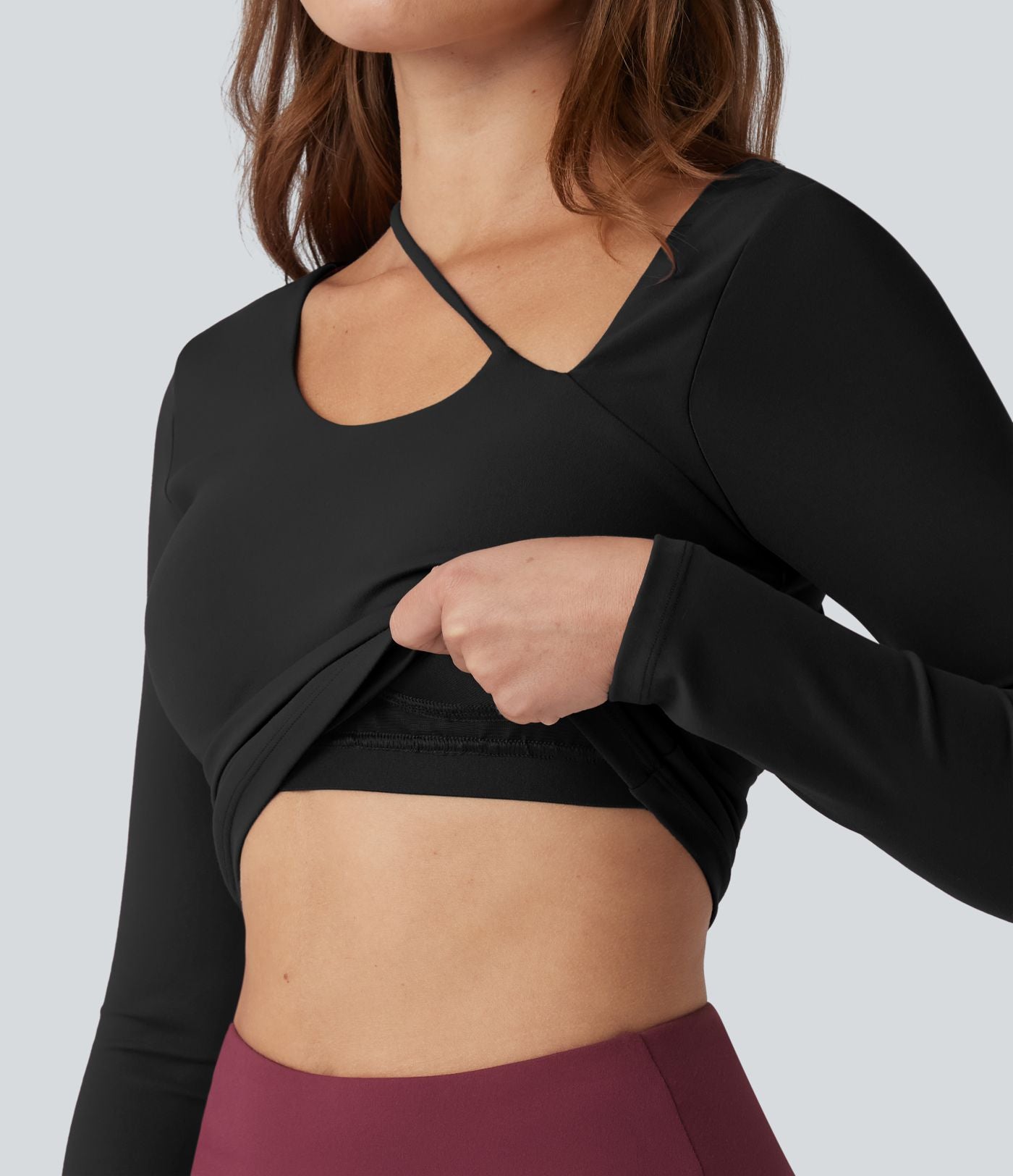 Haut de yoga SoftlyZero™ Plush push-up asymétrique à manches longues