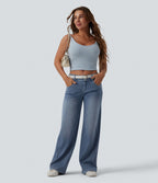 Jean large Halara Flex™ casual taille basse à rayures avec poches