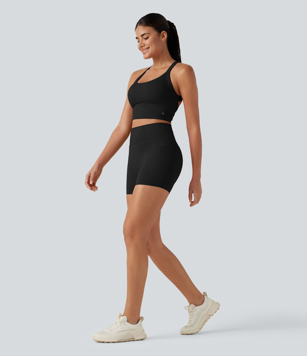 Short de yoga cycliste SoftlyZero™ Plush taille haute dos torsadé 12,5 cm avec poches