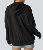 Sweat-shirt à capuche col V manches longues coupe décontractée avec poches