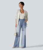 Jean bootcut Halara Flex™ décontracté ventre plat, taille haute, croisé, à empiècements, à poches
