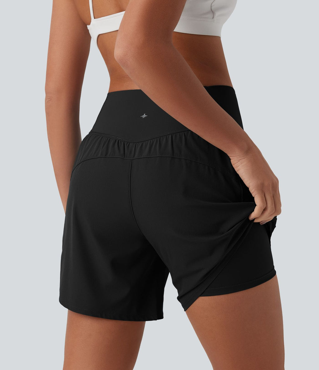Short yoga 2-en-1 Breezeful™ croisé taille haute séchage rapide 12,5 cm avec poches