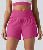 Short de yoga SoftlyZero™ Airy croisé taille haute 2-en-1 effet frais InstantCool 12,5 cm avec poches