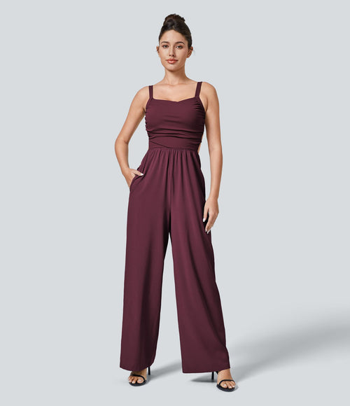 Breezeful™ Combinaison Casual Dos Nu Croisé avec Lacets et Poches Latérales à Séchage Rapide