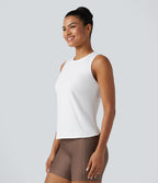 Débardeur de yoga chiné avec découpe et ourlet croisé