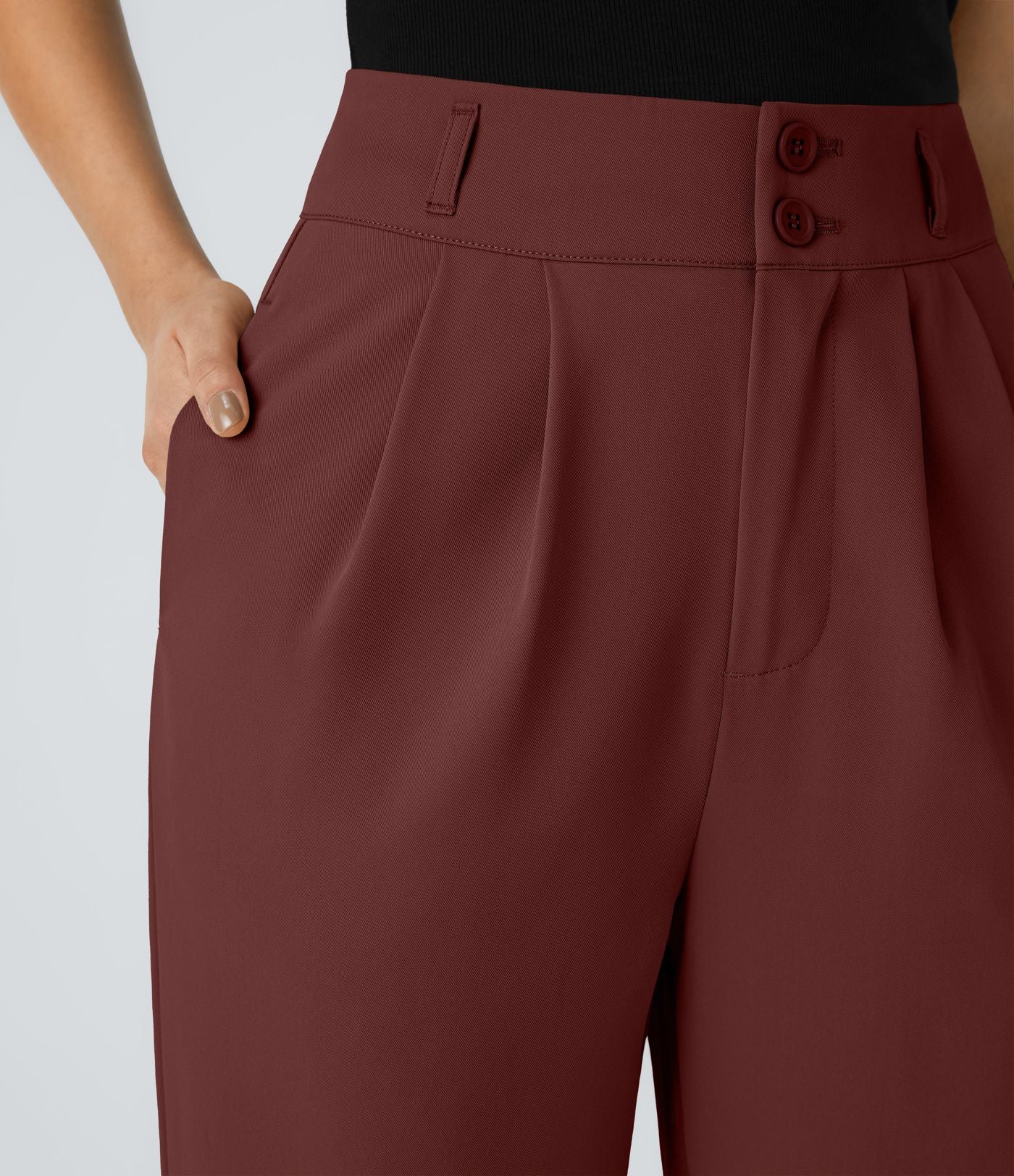 Pantalon de travail Halara Flex™ droit froncé avec poche zippée, taille haute