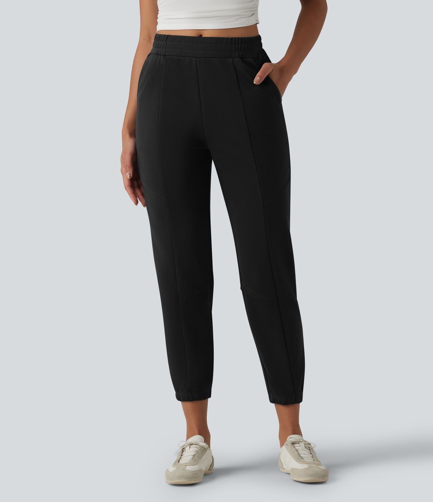 Jogging casual fuselé taille mi-haute avec poches