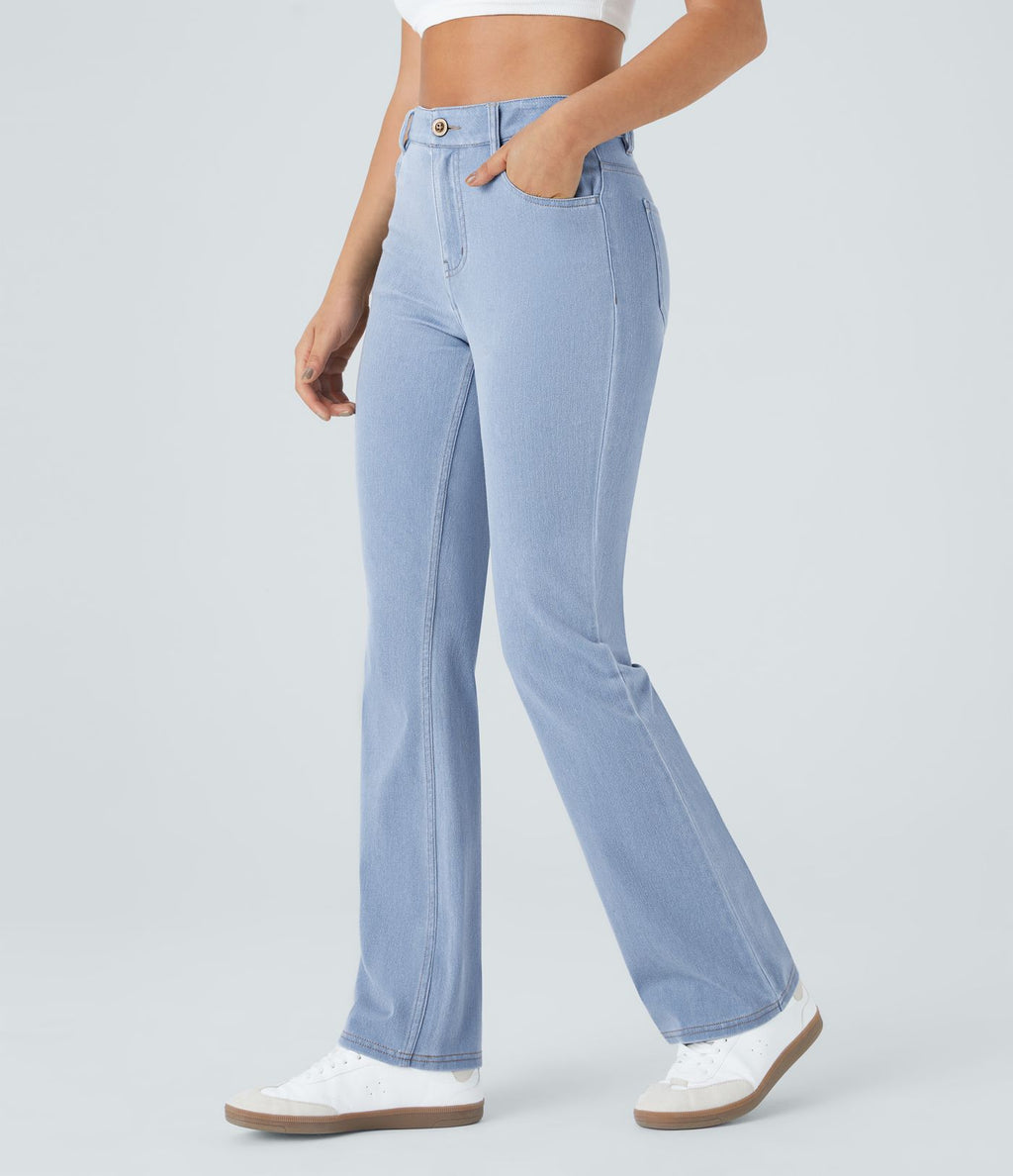 Halara Flex™ Jean Évasé Casual Taille Mi-haute Tricot Extensible Boutonnés Poches
