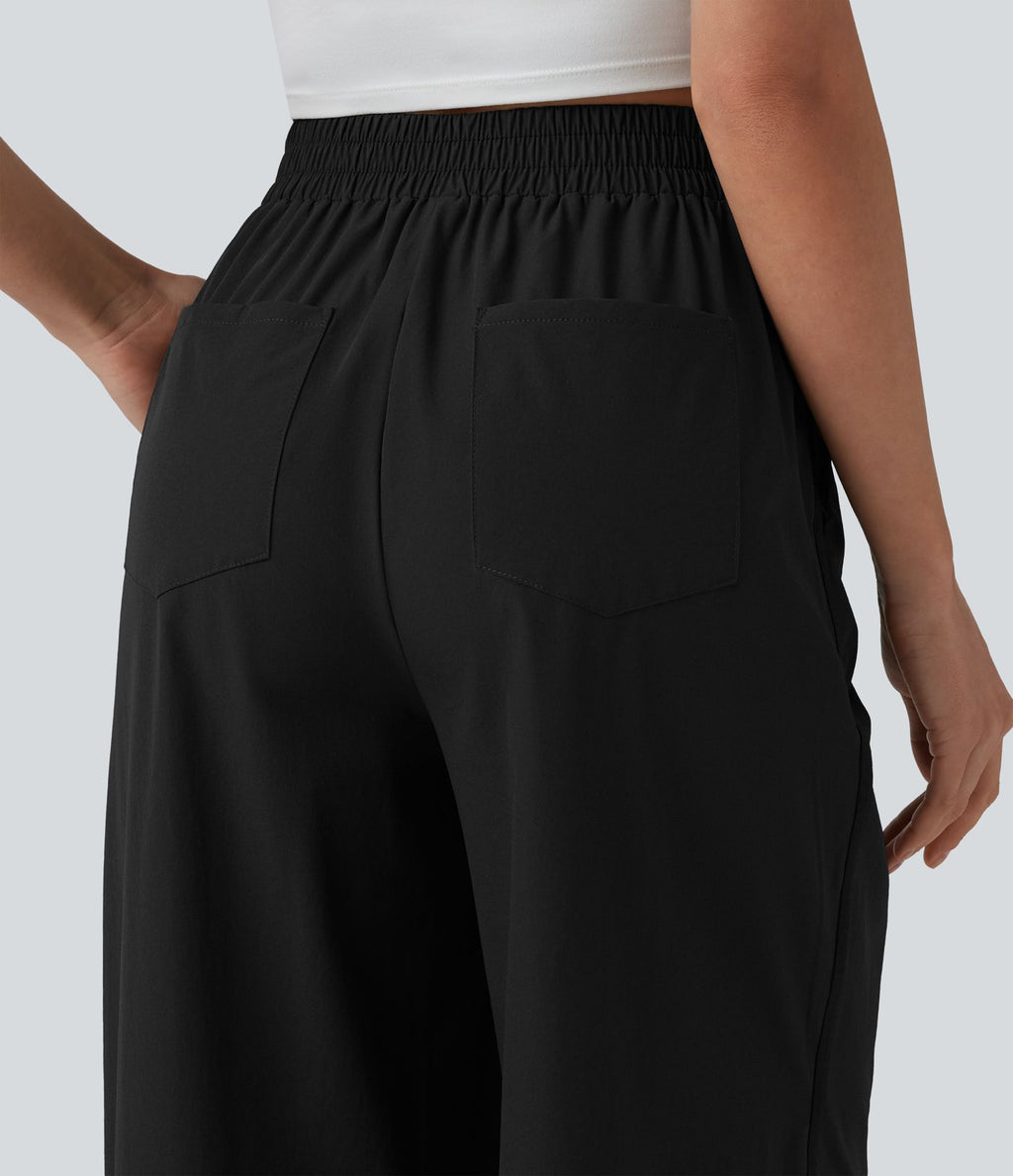 Pantalon large taille haute avec poches
