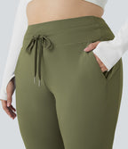 Jogging grande taille SoftlyZero™ Airy taille haute avec cordon de serrage poches latérales longueur complète effet frais InstantCool, protection solaire UPF50+
