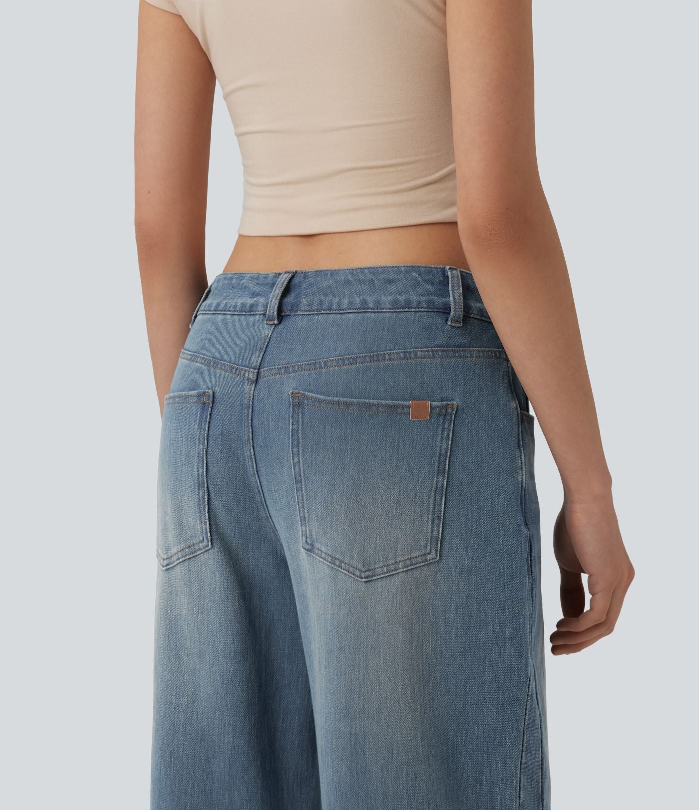 Jean Barrel 7/8 Halara Flex™ casual taille basse jambes tonneau avec poches