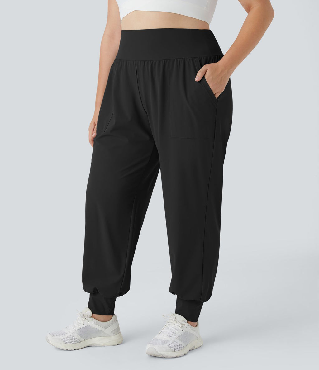 Jogging Yoga Grande Taille Taille Haute avec Poches Latérales Unies