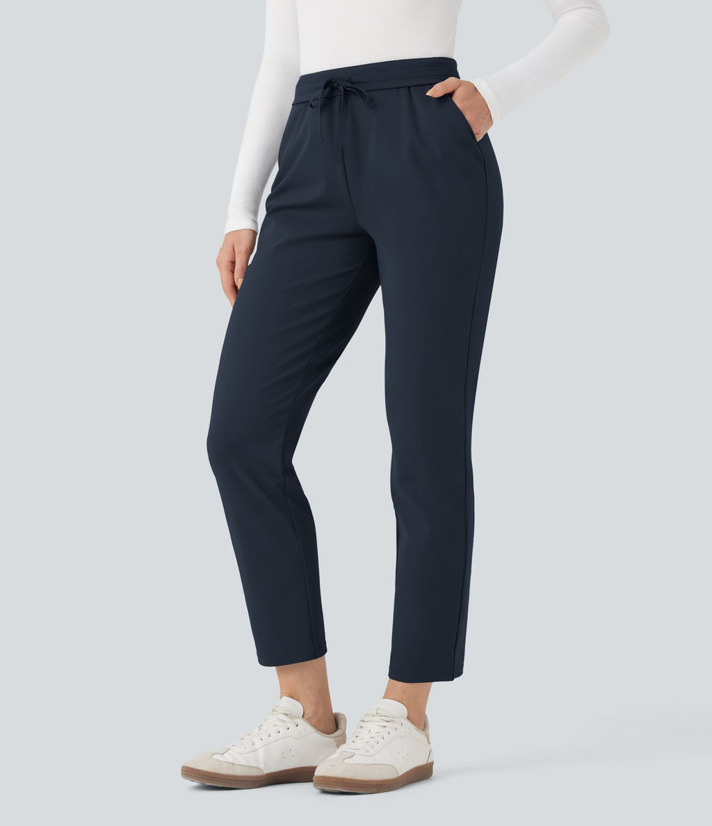Pantalon de travail ajusté 7/8 repliable taille haute avec cordon de serrage Halara Flex™ DayStretch avec poches