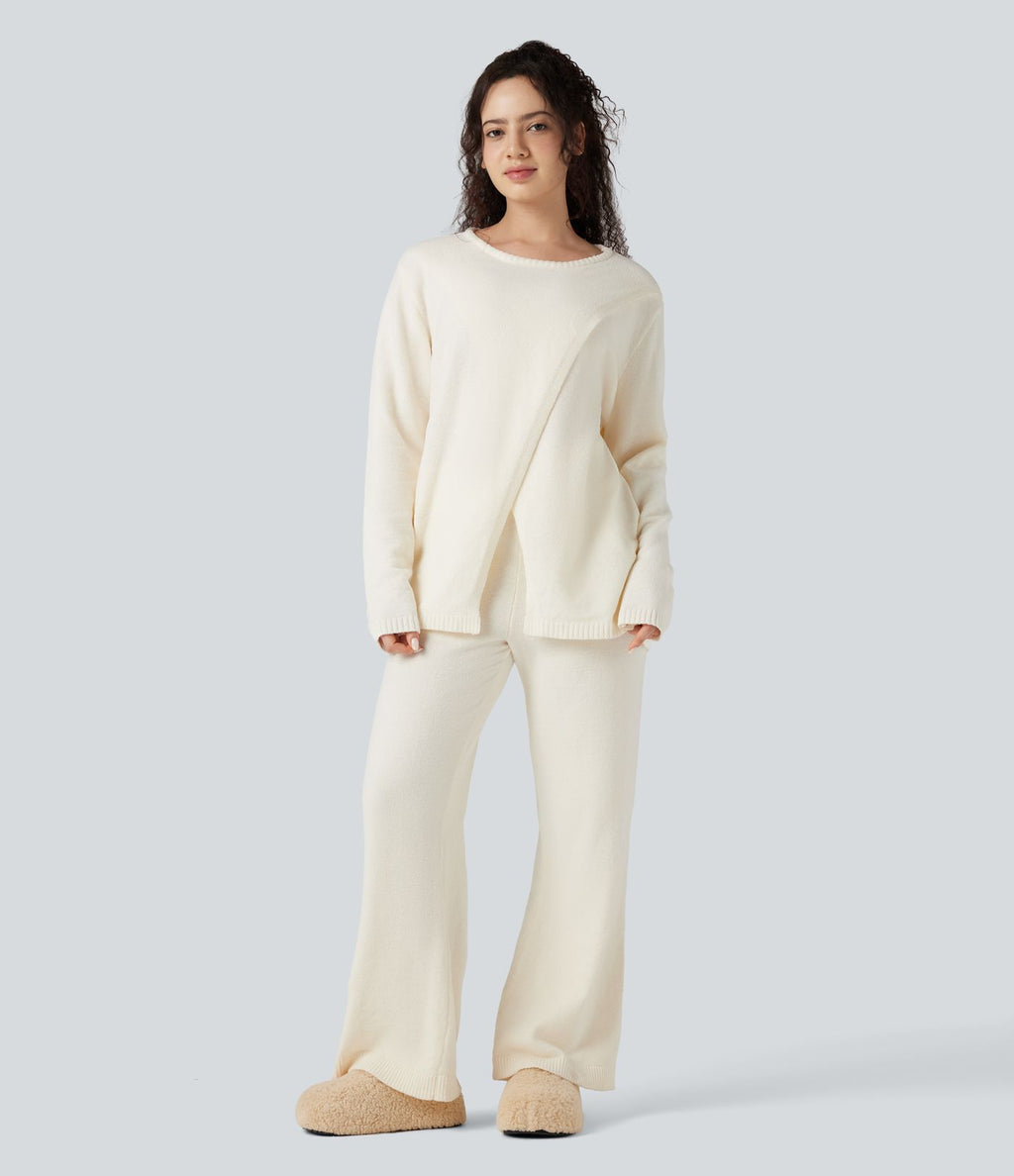 Pantalon détente maille baggy taille mi-haute