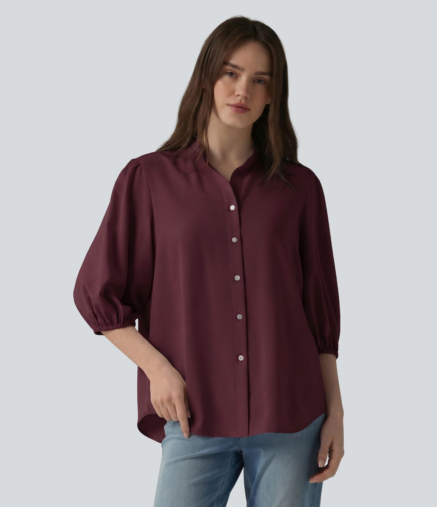 Chemise décontractée manches 3/4 bouffantes