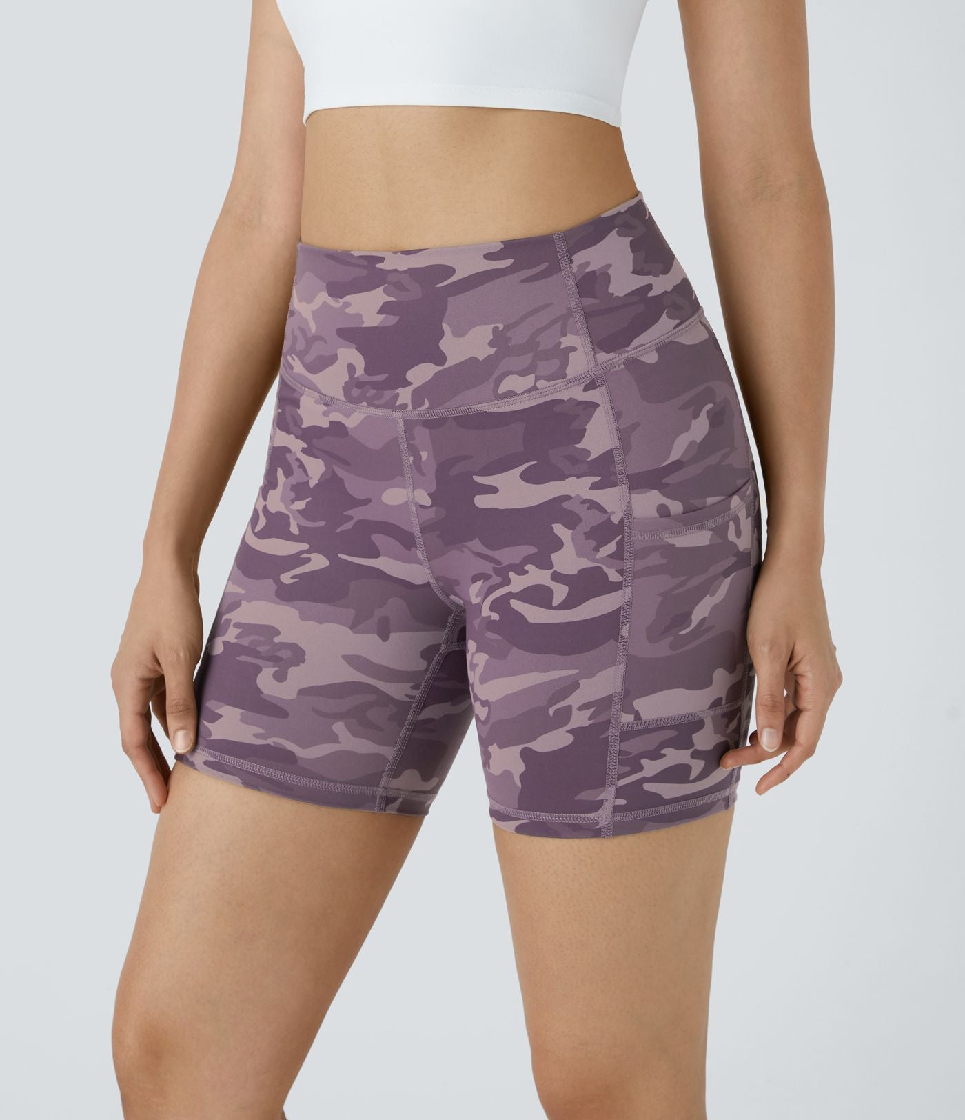 Short Course Biker Yoga Taille Haute avec Poches Latérales
