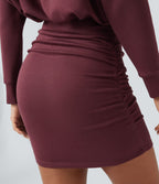 Robe décontractée SpacerTek™ mini à manches longues, effet froncé avec capuche