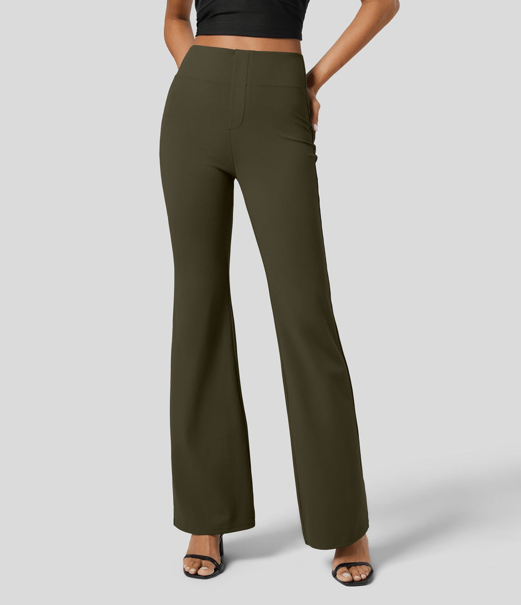 Pantalon tailleur légèrement évasé taille haute avec poches arrière Halara Flex™