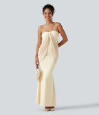 Robe maxi sirène SoftlyZero™ Plush bustier avec maintien intégré, coussinets amovibles et mesh contrasté