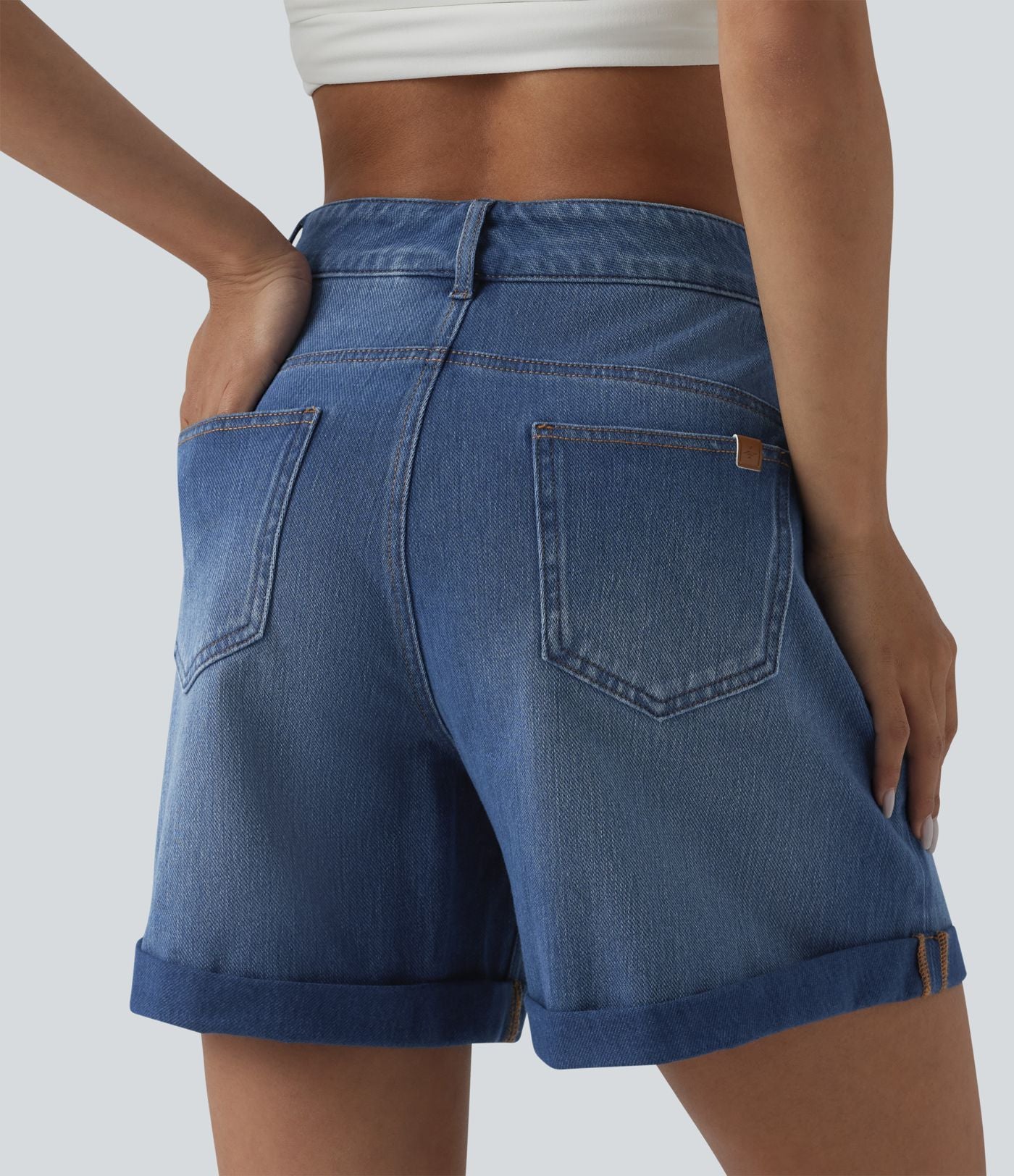 Short tailleur Halara Flex™ denim ample casual ourlet roulotté taille haute avec poches