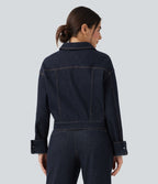 Veste denim Halara Flex™ col chemise manches longues