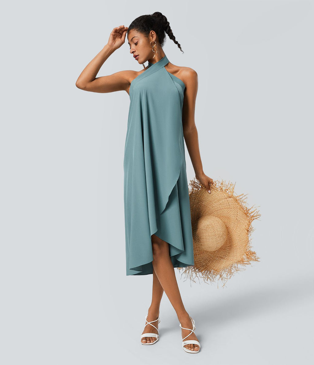 Jupe fluide de Vacances Breezeful™ Séchage Rapide Taille Haute Dos Noué Torsadé