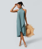 Jupe fluide de Vacances Breezeful™ Séchage Rapide Taille Haute Dos Noué Torsadé