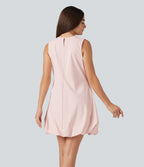 Robe sport mini de danse col rond sans manches coupe boule avec poches