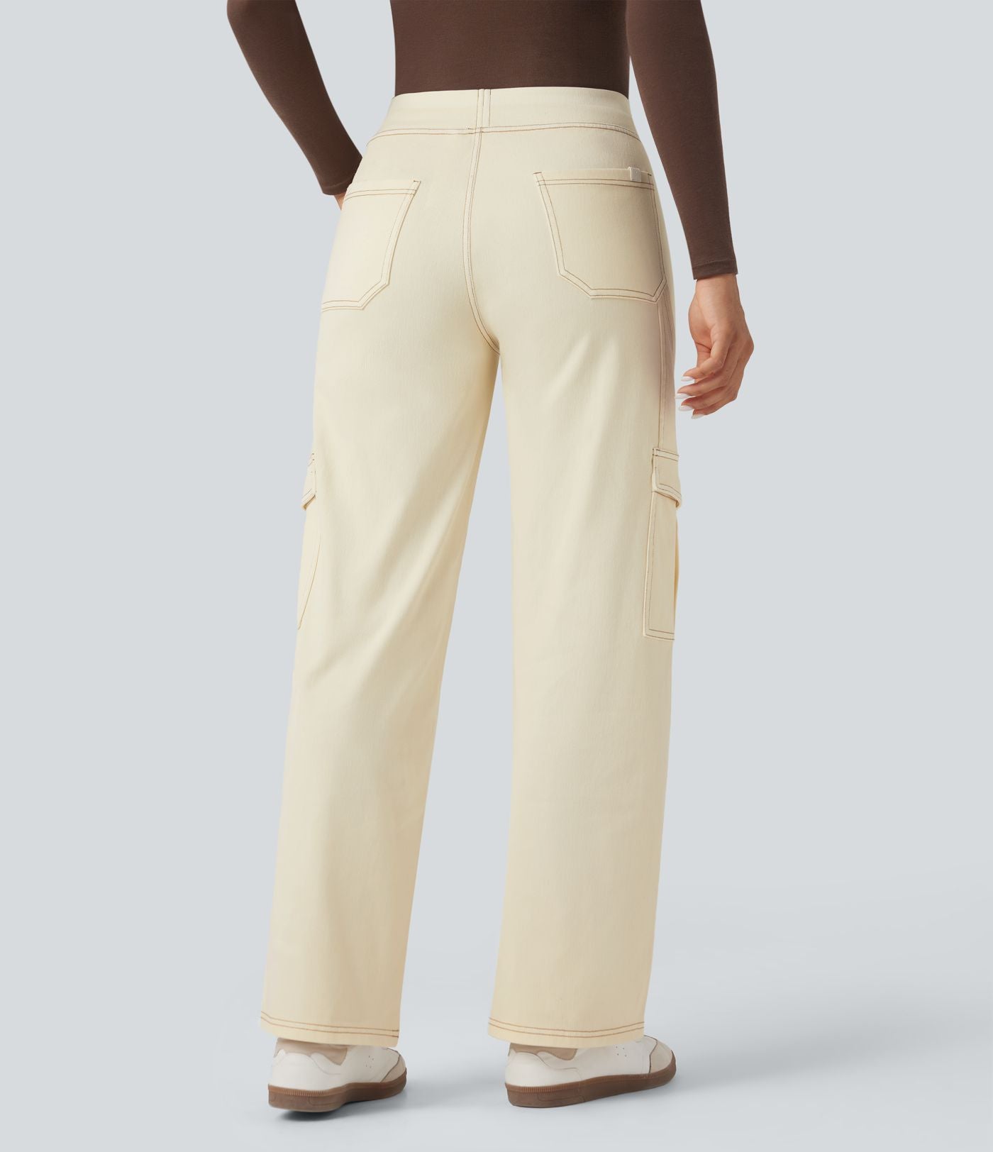 Halara Flex™ Taille Mi-Haute Multiples Poches Jambe Droite Jean Cargo Décontracté Extensible