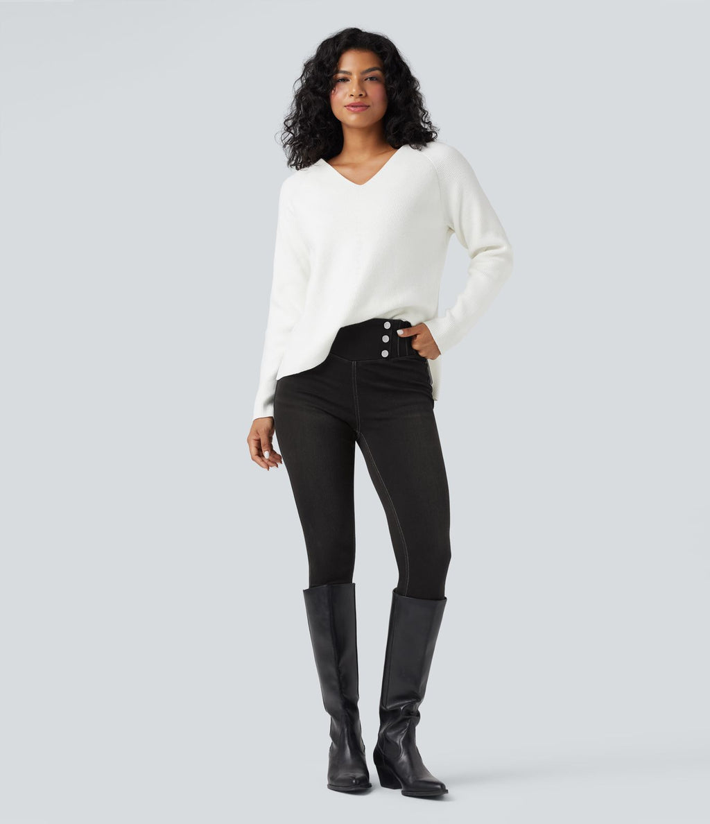 Legging 7/8 skinny en denim Halara Flex™ taille haute gainant avec poches