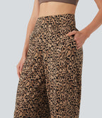Pantalon de yoga large Halara UltraSculpt™ taille haute imprimé léopard avec poches