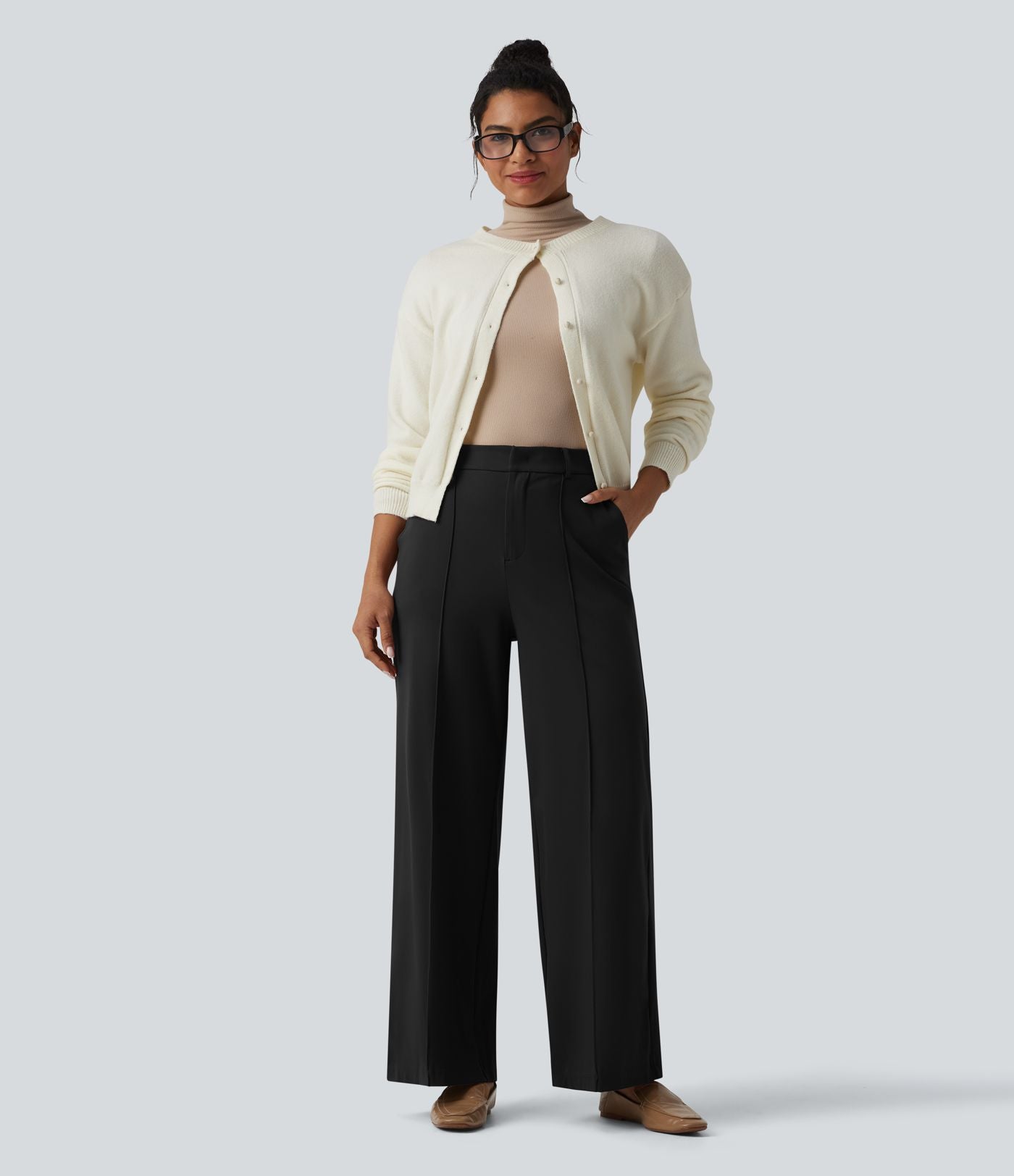 Pantalon tailleur Halara Flex™ DayStretch large taille haute avec poches