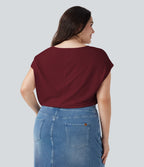 T-shirt décontracté grande taille col V manches courtes