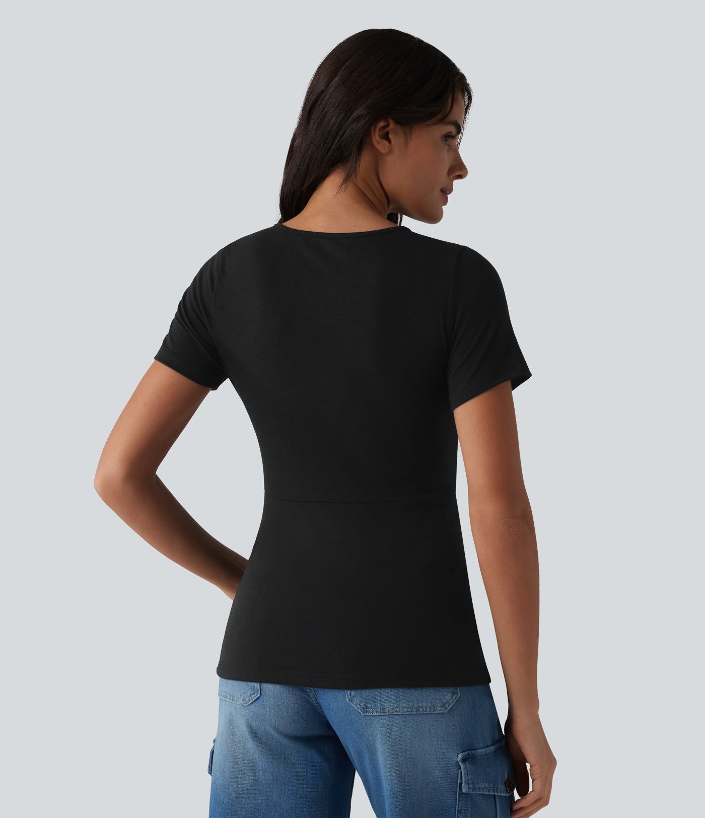 T-shirt casual col V à manches courtes
