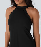 Robe de yoga courte 2-en-1 dos nu à nouer Softlyzero™ Airy Cool Touch avec poche latérale - UPF50+