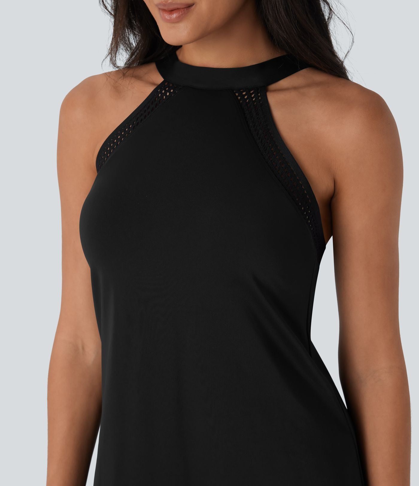 Robe de yoga courte 2-en-1 dos nu à nouer Softlyzero™ Airy Cool Touch avec poche latérale - UPF50+
