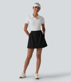 Jupe de golf 2-en-1 évasée taille mi-haute avec poches tees — Poches spéciales golf