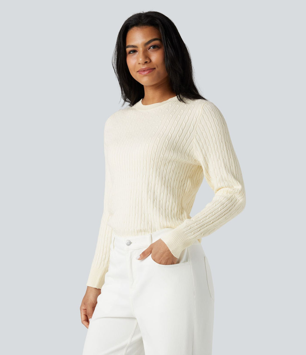 Pull col rond manches longues torsadé