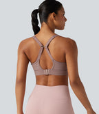 Brassière de sport d'entraînement maintien moyen col U dos nu avec boucle ajustable et [coque moulée 3D]