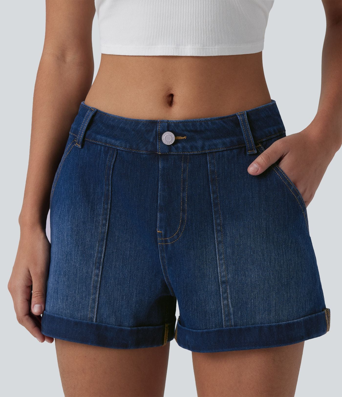 Short en jean Halara Flex™ taille basse décontracté 7,5 cm avec poches