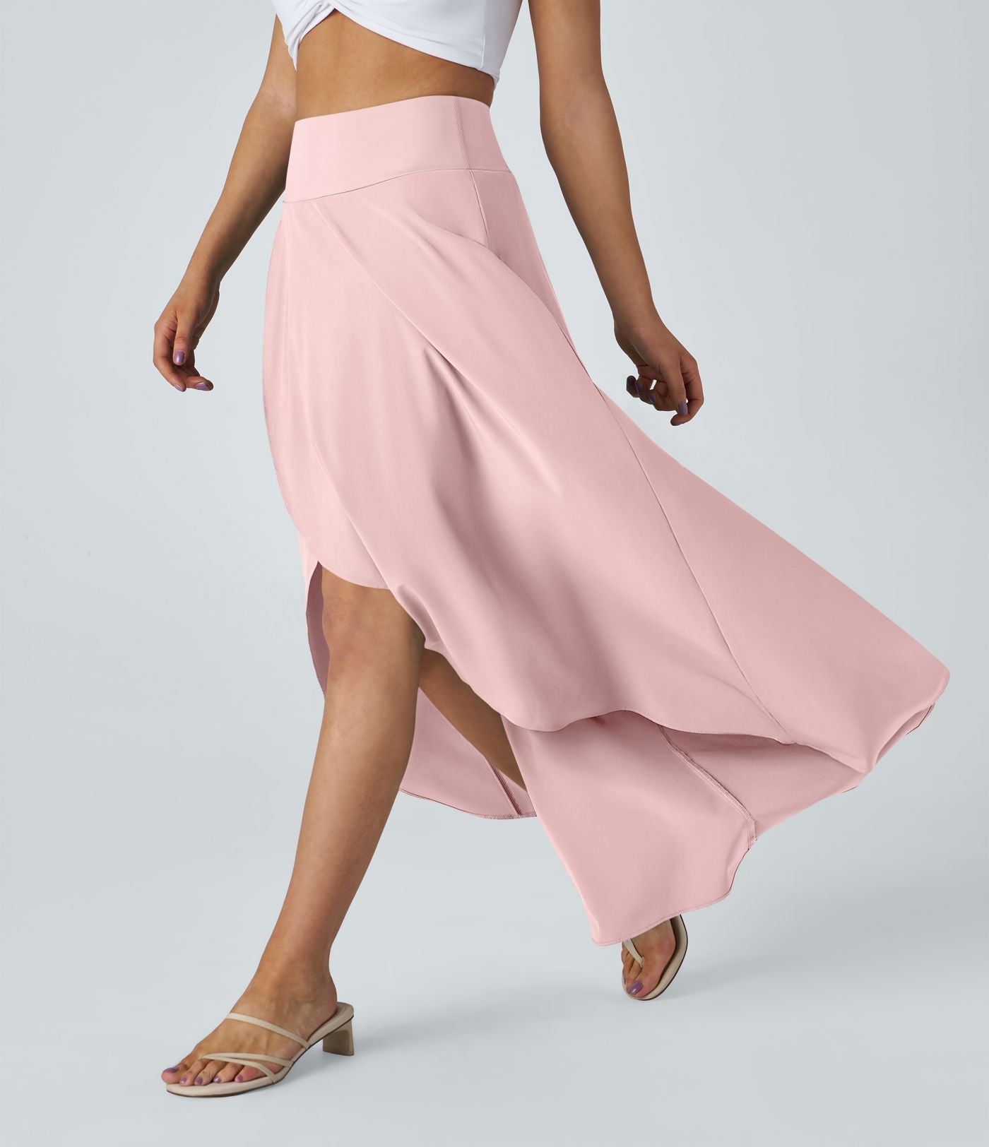 Jupe Longue Casual Breezeful™ Taille Haute à Volants 2en1 Fluide Sèchement Rapide Quotidien Maxi