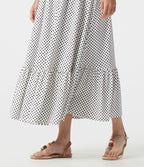 Robe nuisette midi fluide à pois avec lien à nouer à l’avant